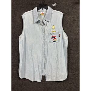 Vintage Looney Tunes Shirt Womens 18/20W Blue Tweety Embroidered Chambray 90s